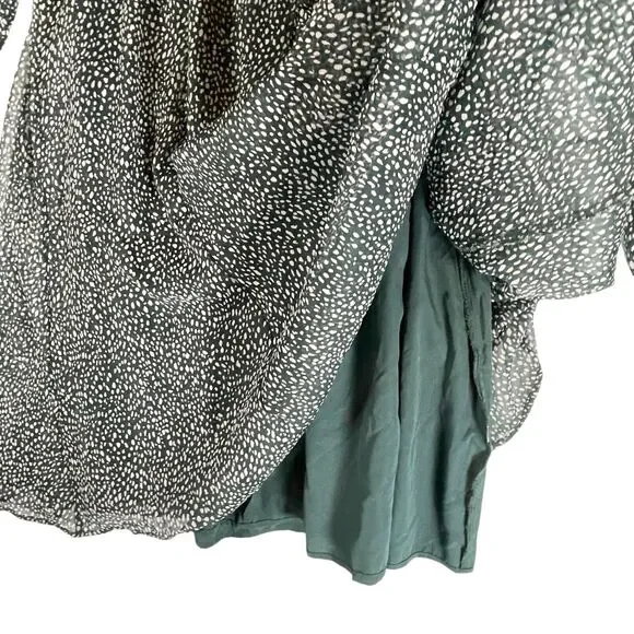 Joie Green Animal Print Short Dress Balloon Sleeve Womens SIZE XL Tunic Ditsy - Picture 3 of 13